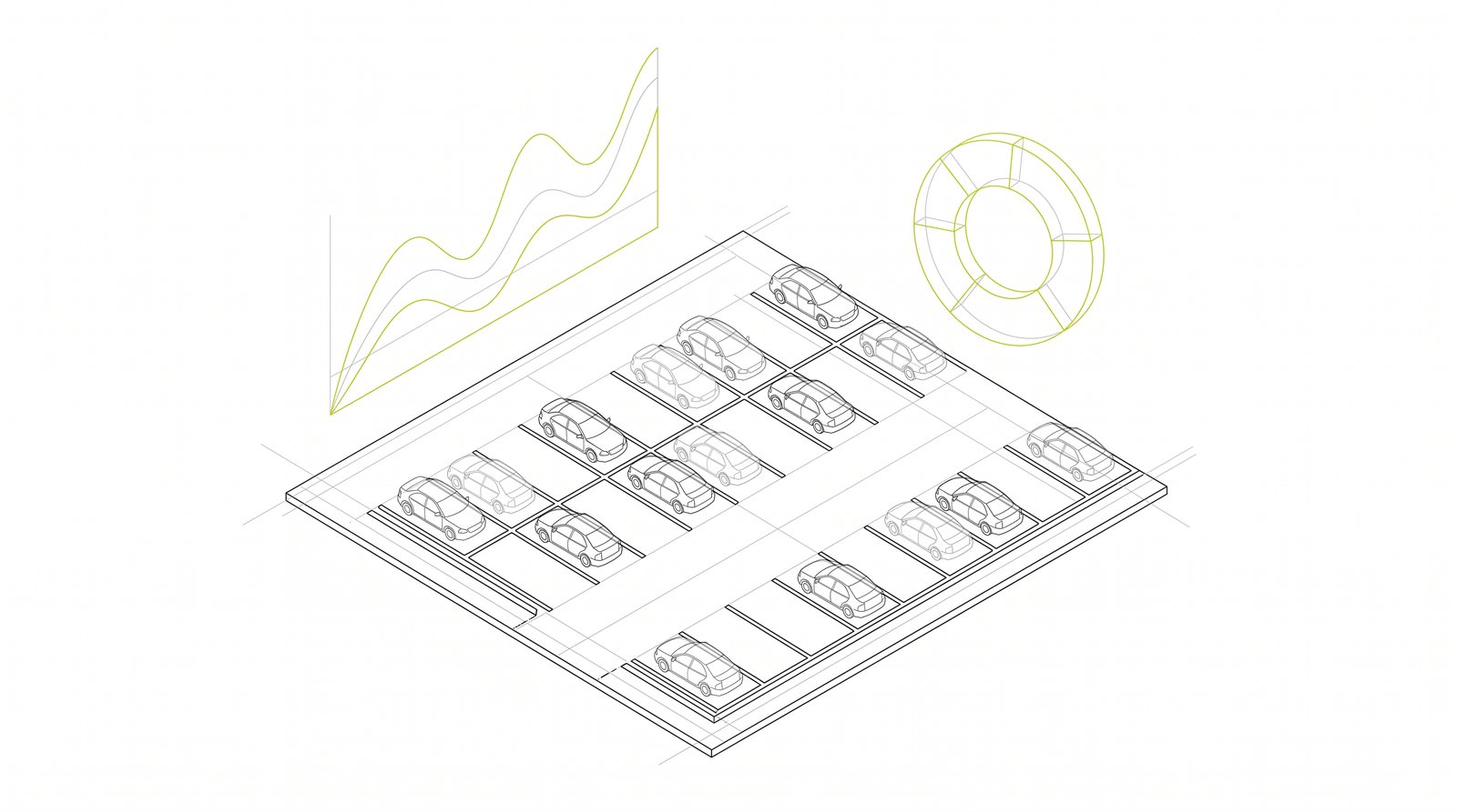 Dibujo: aparcamiento con gráficos de ocupación